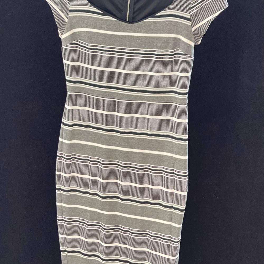Express Gray and Black Striped Mini Dress